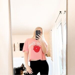 Bravado The Rolling Stones Pink Crop Band Tee 100% Cotton Size Medium